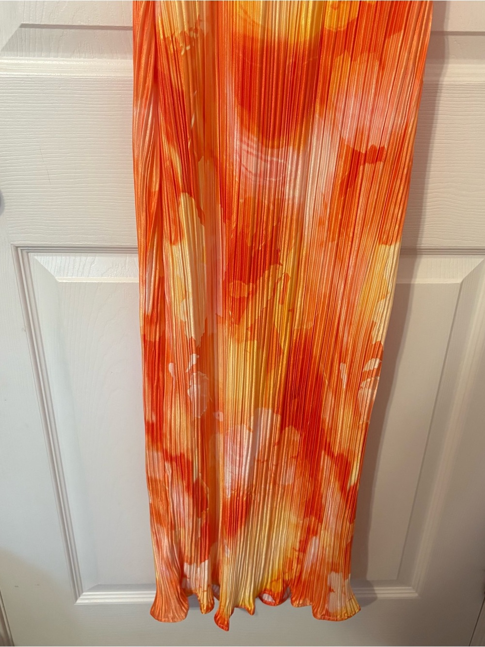 Orange & Yellow Hawaiian Pleated Slip Dress - Picture 12 of 12